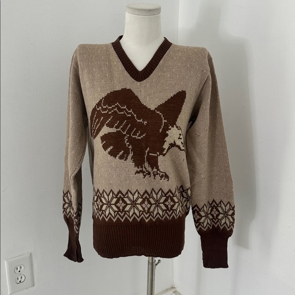 Vintage Sweaters - Vintage 40s Flying Eagle Catalina Wool Knit Sweater